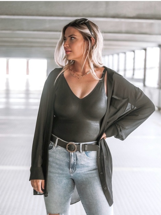 knix Tops - Knix Papaya Sheer Black Oversized Button-Up long sleeve Shirt blouse